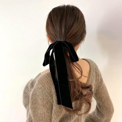 JINBUYAO Handgefertigte Samt-Haargummis, Schleifenhaarband für Damen, schwarze Samt-Haarschleife, große Schleife, Haarschleife, Dekoration, Haarband, eleganter Kopfschmuck JINBUYAO Handgefertigte Samt-Haargummis, Schleifenhaarband für Damen, schwarze Samt-Haarschleife, große Schleife, Haarschleife, Dekoration, Haarband, eleganter Kopfschmuck von JINBUYAO