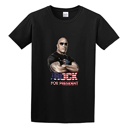 The Rock Dwayne Johnson for President Unisex 100% Cotton Short-Sleeve T-Shirts Black L von JINDIAOWENJU