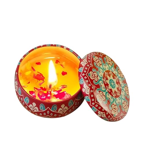 Duftende Teelichter | 80g Sojawachs-Duftkerzen für Zuhause - Exquisite Kerzengläser i Design von Sojawachs-Teelichtern, getrockneten Blumen, Aromatherapie-Kerzen für Stressabbau, Entspannung, Jingan von JINGAN