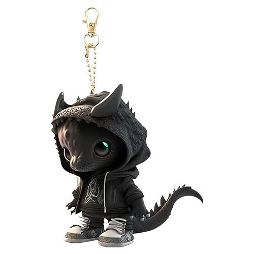 JINGAN Cooler Drachen-Schlüsselanhänger | 2023 Neuer Kunstharz-Drachen-Schlüsselanhänger | 2D-kreative niedliche Drachenstatue | Sammlerstück, Halloween-Dekoration für Zuhause oder Schreibtischtasche, von JINGAN