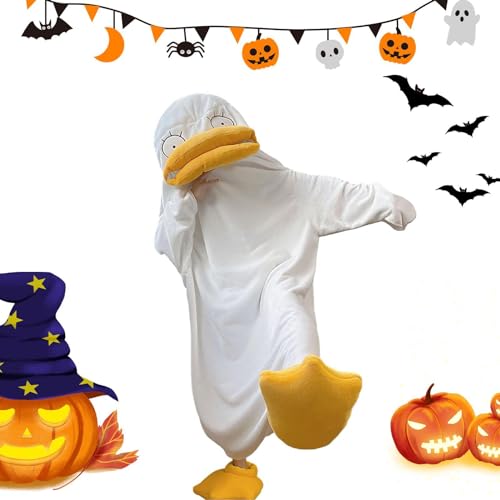 JINGAN Enten-Einteiler-Pyjama für Erwachsene,Plüsch Ente Kostüm Flanell Cosplay Kostüm Ente | Tierkostüm Unisex für Cosplay, Herren, Jugendliche, Erwachsene von JINGAN