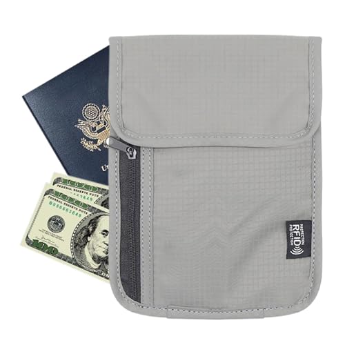 JINGAN Reisepass-Geldbörse, Reisedokumentenhalter | Aufhängbare Brusttasche mit Kartenhalter,Taschendiebstahlsichere Reisepass-Organizer-Hülle mit verstellbarem Umhängeband für unterwegs von JINGAN