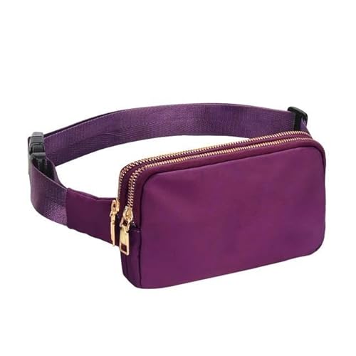 Große Gürteltasche Frauen Taille Packs Gürtelbeutel Doppelbeutel Schulter Brustpackung Telefon Crossbody Tasche-Lila von JINGBDO