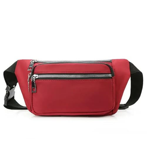 Große Gürteltasche Stoff Taillenbeutel Reißverschluss Brustbeutel Sport Travel Girl Taillengurtbeutel Telefon Taillenpack Für Frauen-Rot von JINGBDO