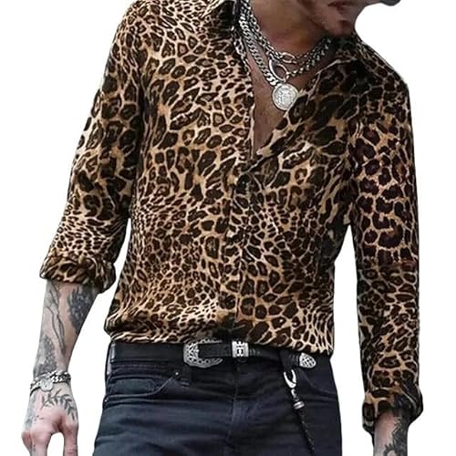 Herren Hemd Leopard Lapel Männer Hemd Print Mann/Frauen Lässig Langarm Shirts Übergroße Unisex Kleidung-Fs0Hm2023292Ap-5Xl von JINGBDO