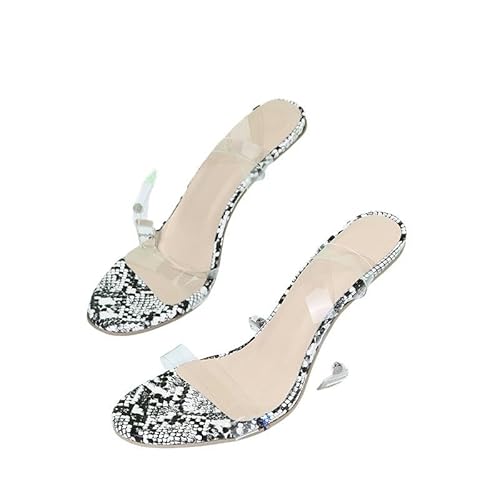 JINGBDO Damen Sandalen Großgröße Leopardendruck High Heeled Women Sandals Ein Riemen Kühle Hausschuhe Weiblich-Leopard White-36 von JINGBDO