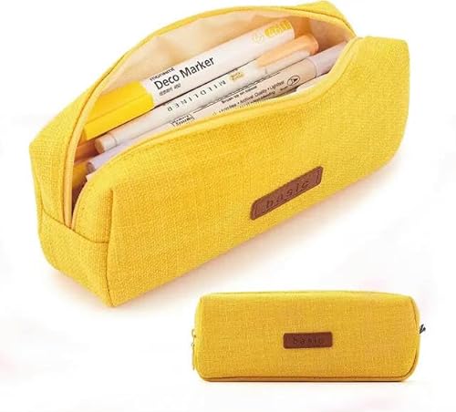 JINGBDO Federmäppchen Mäppchen Canvas Pencil Case Student Beutel Kosmetikbeutel Büro Schreibweicher Organisator Für Girl Boy Supplies-Gelb von JINGBDO