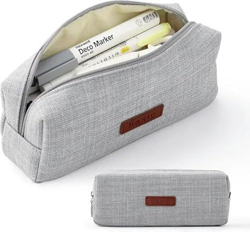 JINGBDO Federmäppchen Mäppchen Canvas Pencil Case Student Beutel Kosmetikbeutel Büro Schreibweicher Organisator Für Girl Boy Supplies-Grau von JINGBDO