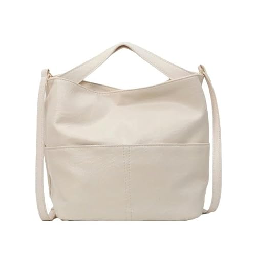 JINGBDO Handtasche Damen Einfache Massive Eimer -Handbeutel Mit Großer Kapazität Vielseitiger Pendler -Umhängetaschen Für Frauen-Beige von JINGBDO