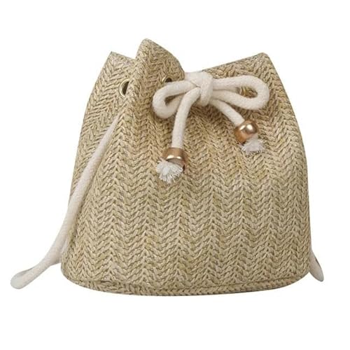 JINGBDO Handtasche Damen Frauen Weiche Gewebte Kreuzkörperbeutel Draw -Strom -Strohübung Taschen Sommerreise Freizeitstrand Handtasche-Khaki-16.5X10X16 von JINGBDO