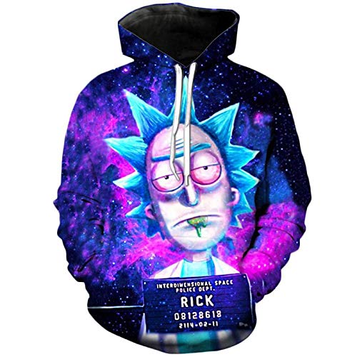 Herbst Winter Hoodies Sweatshirt mit Kordelzug, Rick Morty Lustige 3D Streetwear Casual Trainingsanzug Pullover Hooded Jumper Tops von JINGHE