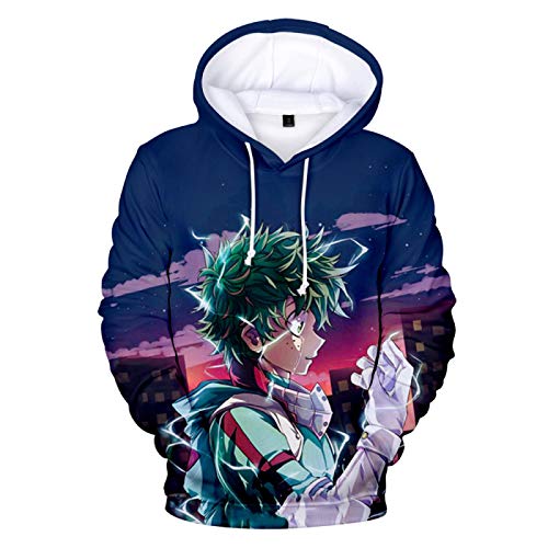 JINGHE Anime My Hero Academia Hoodies Sweatshirt für Damen Herren, Deku 3D-Druck Pullover Cosplay Kostüm Glow Langarm Sportswear Tops von JINGHE