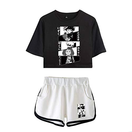 JINGHE My Hero Academia 2 Teilige Outfits Crop Top und Shorts Hosen Sets, Anime Sexy Nabel Sets Uniform Training Harajuku Sportswear Anzug für Mädchen Damen von JINGHE