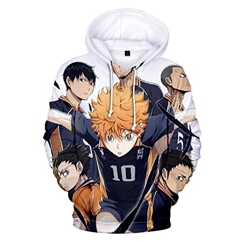 JINGHE Paar Haikyuu Cosplay Hoodies, Hinata Shouyou Kageyama Tobio 3D-Drucke Karasuno Volleyball Club Uniform Langarm Sweatshirt Bluse Tops von JINGHE