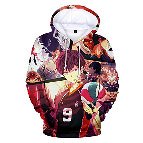 JINGHE Paar Haikyuu Cosplay Hoodies, Hinata Shouyou Kageyama Tobio 3D-Drucke Karasuno Volleyball Club Uniform Langarm Sweatshirt Bluse Tops von JINGHE