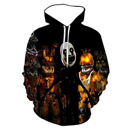 JINGHE Unisex Five Nights at Freddy's Hoodies Sweatshirt, Paar 3D Comic Gedruckt FNAF Crazy Games Pullover Sport Streetwear Langarm Pullover mit Kordelzug und Känguru Taschen von JINGHE