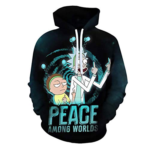Rick und Morty Hoody Sweatshirt, 3D Cartoon Print Trainingsanzug Lustige Pullover Streatwear Hoodie Bluse Tops mit Tasche von JINGHE