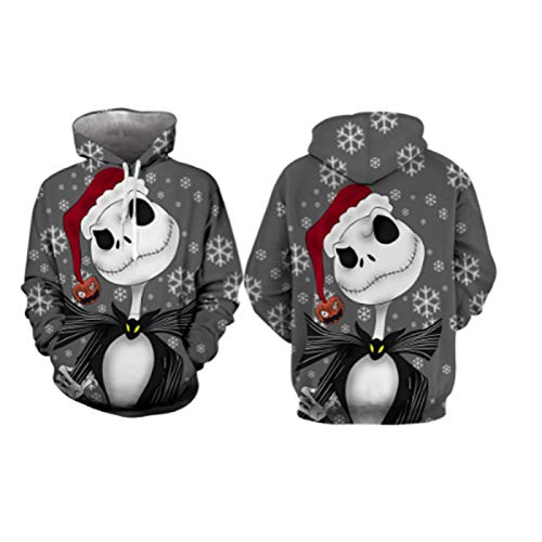 The Nightmare Before Christmas - Albtraum vor Weihnachten Jack Skellington Hoodie Sweatshirt für Mädchen Jungen, 3D Druck Cosplay Langarm Pullover Loose Casual Sweater für Damen Herren von JINGHE