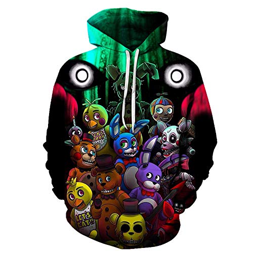 Unisex Five Nights at Freddy's Hoodie Sweatshirt, 3D FNAF Comic Gedruckter Nightmare Crazy Games Fashion Pullover, Sport Streetwear Langarmpullover für Mädchen Jungen Erwachsene von JINGHE