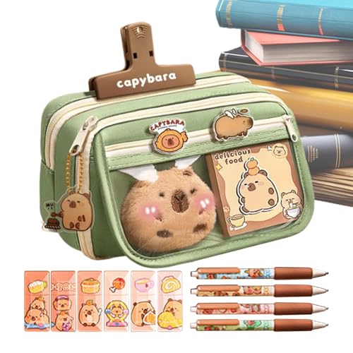 JINGLING Capybara Federmäppchen, Federmäppchen Capybara, lustiges und originelles Federmäppchen mit 9 Schichten mit großer Kapazität – Capybara – mehrschichtige Stiftebox, Tasche, Stifthalter von JINGLING