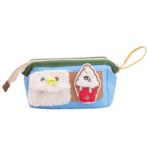 JINGLING Federmäppchen, Schreibwarenetui, Cartoon-Design, Federmäppchen in Form eines niedlichen Bären, großes Fassungsvermögen, Federmäppchen mit großer Öffnung, Stiftetasche, himmelblau, Se référer von JINGLING
