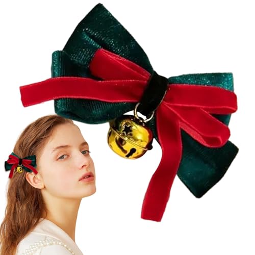 JINGLING Haarklammer mit Weihnachtsschleife, Haarspangen mit Schleife für Damen - Weihnachtsstrümpfe Mädchen Frauen Haarnadel mit Glocke | Vielseitige Haarspangen für Haar von JINGLING
