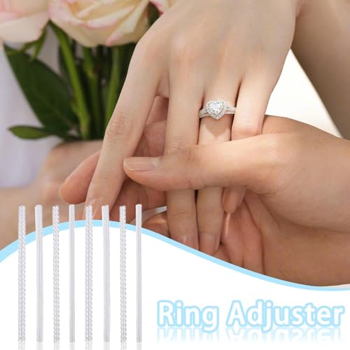 JINGLING Ringgrößen-Anpasser | 8 Stück Unsichtbares Silikon-Ringgrößen-Anpassungs-Set | Schmuckzubehör Für Fingeranpassung - Für Tägliche Nutzung Verlobung Hochzeit Brautparty Feiertag von JINGLING