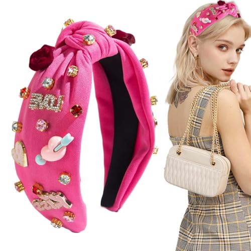 JINGLING Strass-Haarband, Valentinstag-Stirnband, Kopfband mit Perlen und Schleife in Herzform mit Strasssteinen für den Urlaub von JINGLING