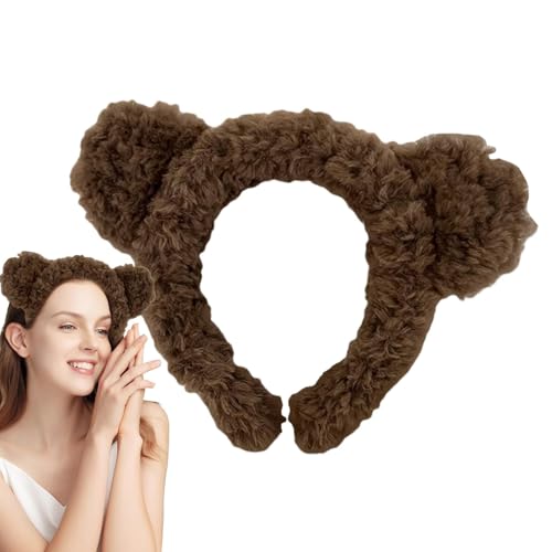 JINGLING Süßes Stirnband für Mädchen, Plüsch-Haarbänder | Plüsch-Stirnband-Haarreifen - Haar-Stirnbänder in Bärenohrform, elastisches Stirnband, Haar-Accessoires, Cartoon-Haarbänder für Frauen und von JINGLING