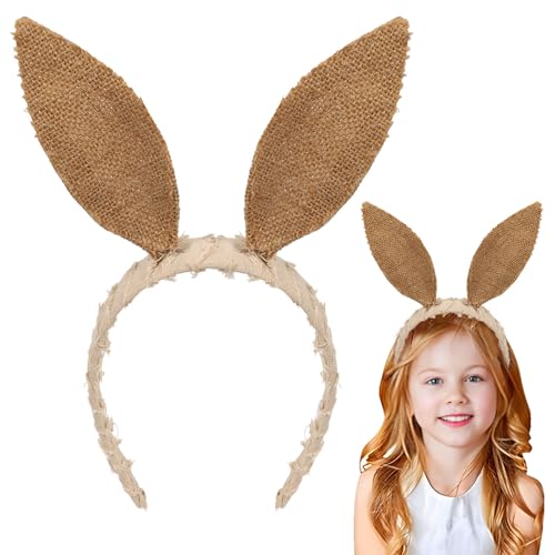 Hasenohren Stirnband Sackleinen Kaninchen Ohr Haarband Ostern Kaninchen Haarreifen Kinder Mädchen für Ostern Dress Up Kostüm Zubehör Cosplay Haarstyling Deko,15 x 18 x 4 cm von JINGTOPS