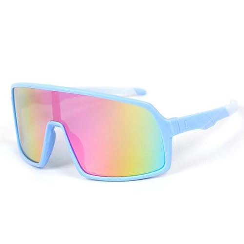 JINGTOPS Kinder Fahrradbrille Sportbrille,Kinder Sonnenbrille Jugend UV400-Schutz Polarisierte Sonnenbrille für Jungen Mädchen Schutzbrille Outdoorsport (Blau-weißer Fuß) von JINGTOPS