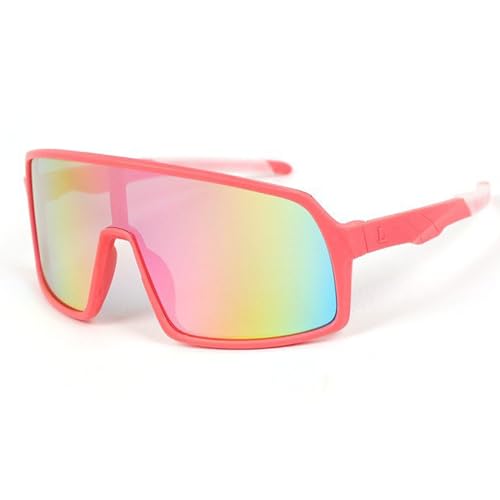 JINGTOPS Kinder Fahrradbrille Sportbrille,Kinder Sonnenbrille Jugend UV400-Schutz Polarisierte Sonnenbrille für Jungen Mädchen Schutzbrille Outdoorsport (Rosa-weißer Fuß) von JINGTOPS