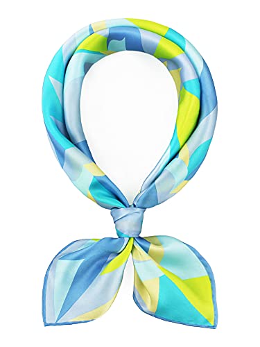 JINGarten Damen handrolliertes Seidentuch, 100% Seide, 65 x 65 cm, Halstuch, Bandana, Seidenschal – Faszinierende Legenden (Amors Pfeil, Himmelblau) von JINGarten