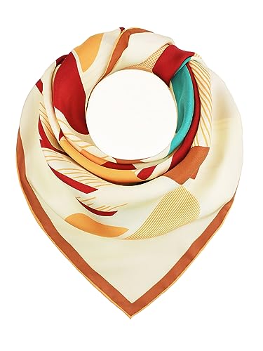 JINGarten Damen handrolliertes Seidentuch, 100% Seide, 87 x 87 cm, Seidenhalstuch, Seidenschal – Moderne Kunst (Urbane Kreativität, Orange) von JINGarten