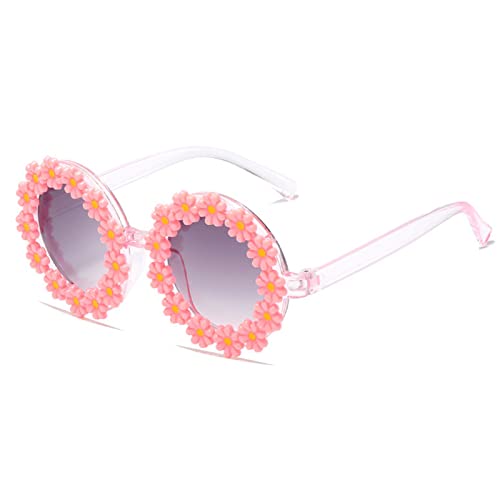JINHUIBBA Runde Sonnenbrille für Mädchen, Blume, niedlich, UV-400-Schutz, für Outdoor, Strand, Pink, Einheitsgröße von JINHUIBBA