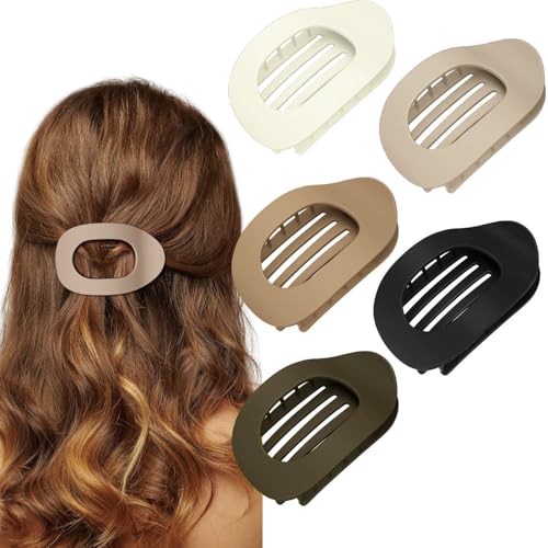 5 Stück Flache Haarklammern für Frauen, Haarspange für dickes Haar, Matte Flat Claw Clip Starker Halt Keine Rutsch Haar Barretten Damengeschenk (5 Stück) von JINJIASC