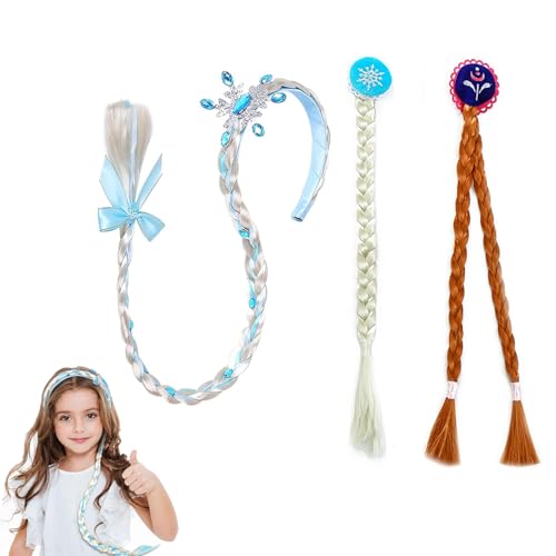 JINJUMEI 3 Stück Haarreif Prinzessin Zopf,Haarband Zopf Geflochten Prinzessin,Mädchen Haarband Zopf Geflochten,Rapunzel Perücke Geflochtene für Prinzessinnentheater-Rollenspiele und Geburtstagsfeiern von JINJUMEI