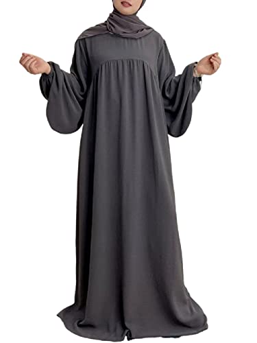 Frauen Abaya Kleid Ramadan Islamische muslimische Kleidung Krepp Ballon Ärmel Abaya Kleid Jilbab Afrikanische Türkische Robe Dubai Outfits von JINLLC