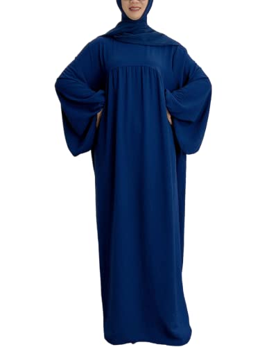 Frauen Abaya Kleid Ramadan Islamische muslimische Kleidung Krepp Ballon Ärmel Abaya Kleid Jilbab Afrikanische Türkische Robe Dubai Outfits von JINLLC