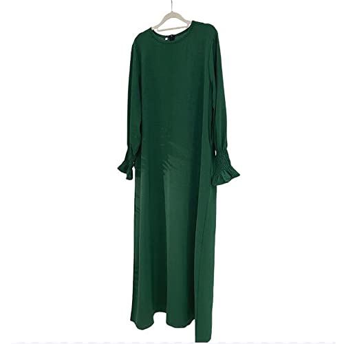 JINLLC Damen Gebetskleid Ramadan islamische muslimische Kleidung Lange Ärmel Abaya Kleid Einfarbig Türkischer Robe Dubai Outfits, grün, XX-Large von JINLLC