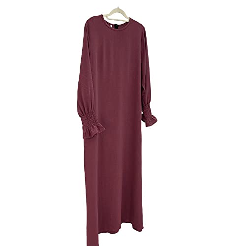 JINLLC Frauen Gebet Kleid Ramadan Islamische Muslimische Kleidung Lange Ärmel Abaya Kleid Einfarbig Türkische Robe Dubai Outfits, mauve, XX-Large von JINLLC