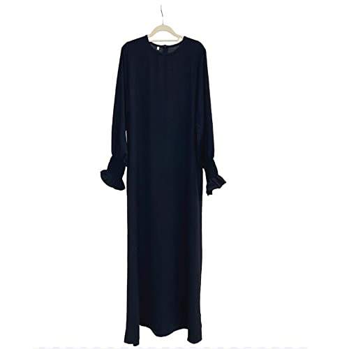 JINLLC Frauen Gebet Kleid Ramadan Islamische Muslimische Kleidung Lange Ärmel Abaya Kleid Einfarbig Türkische Robe Dubai Outfits, Schwarz , Small von JINLLC