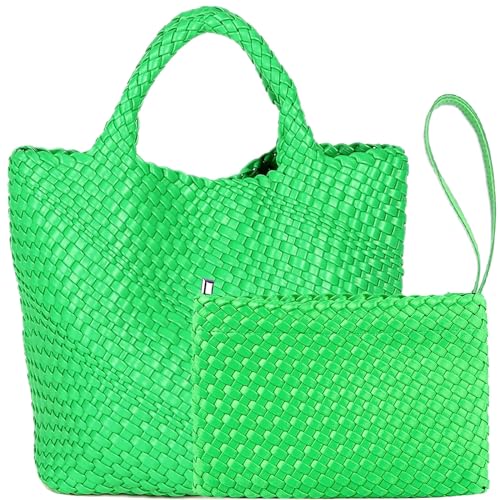 Mode Gewebte Tasche Shopper Tasche Reise Handtaschen und Geldbörsen Frauen Tote Bag Große Kapazität Schulter Taschen, Avocadogrün, 16.1" W x 7.1" D x 11" H von JINMANXUE