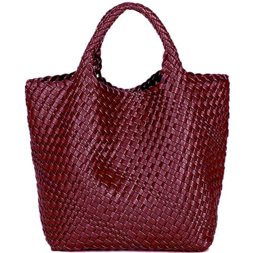 JINMANXUE Modische gewebte Einkaufstasche, Reisehandtaschen und Geldbörsen, Damen, große Kapazität, Schultertaschen, Ankela Red, 16.14 inches x 7.87 inches x 11.81 inches von JINMANXUE