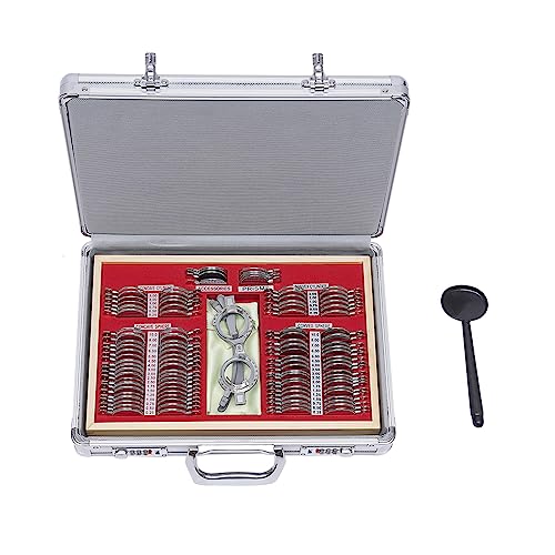 JINPRDAMZ 104tlg Optisches Testlinsen-Set, Optischer Trial Frame mit Optometrie-Rahmen und Optometrie Felgenkoffer, Testlinsenausrüstung, Ophthalmologische Testkoffer-Linsen von JINPRDAMZ