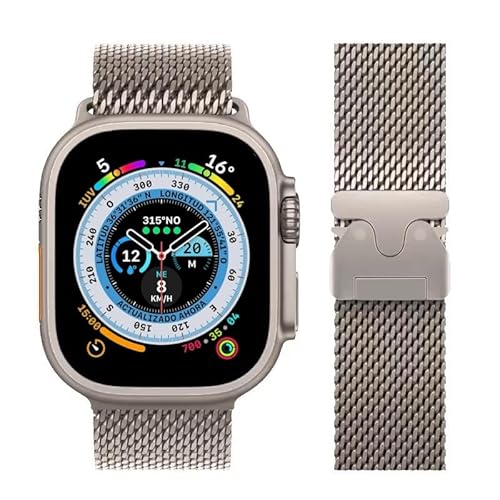 JINPXI Armbänder für Apple Watch 42/44/45/46/49 mm, Ersatz-Armbänder aus Edelstahl für Damen und Herren, Milanaise-Armband mit Fallschirmverschluss für Apple Watch, titan, Universal, Mailändisch JINPXI Armbänder für Apple Watch 42/44/45/46/49 mm, Ersatz-Armbänder aus Edelstahl für Damen und Herren, Milanaise-Armband mit Fallschirmverschluss für Apple Watch, titan, Universal, Mailändisch von JINPXI