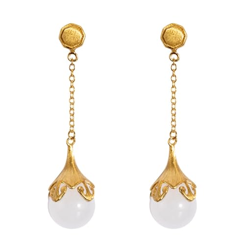 JINSHENGXINA Antike Hanfu-Ohrringe for Frauen Mit Runden Hetian-Jade-Perlen von JINSHENGXINA