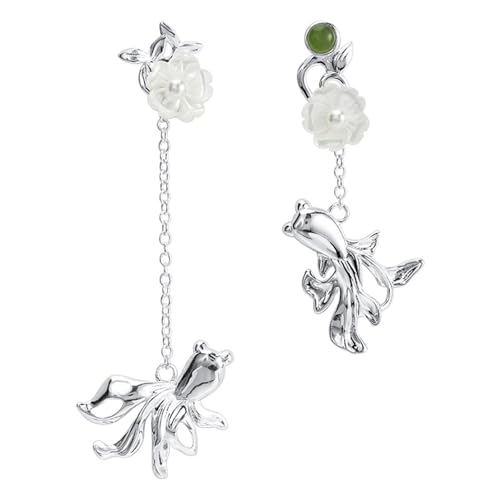 JINSHENGXINA Asymmetrische Blumenmuschel-Goldfisch-Ohrringe for Damen von JINSHENGXINA