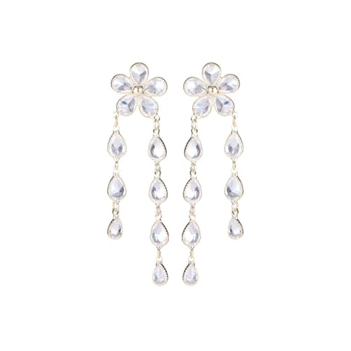 JINSHENGXINA Blume Zirkon Elegante Lange Vielseitige Mode Ohrringe(G_OneSize) von JINSHENGXINA