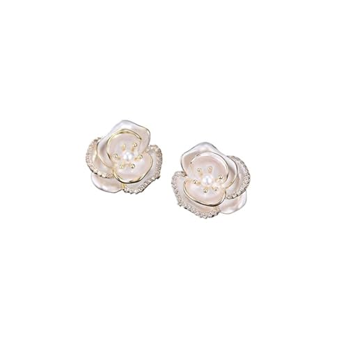 JINSHENGXINA Blumen-Imitationsperlenohrringe Damenschmuck(B_OneSize) von JINSHENGXINA
